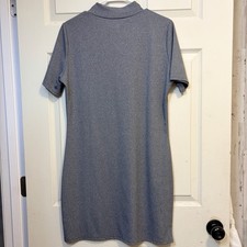 Women’s XXL Gray Ribbed Knit Mock Neck Bodycon Dress Knee Length