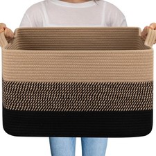 Large Cotton Rope Woven Basket 20x16x12 inch Toy Bin for Blanket Storage