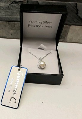 Gemma C. New York Sterling Silver Freshwater Pearl Pendant Necklace NWT & Box