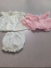 Polly Flinders Hand Smocked Infant 3 to 9 Months Outfit with Crocheted Shawl VTG