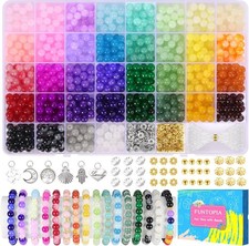 8mm Glass Beads Set, 36 Colors for Bracelet and Jewelry Making Kit
