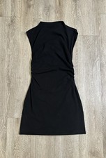Reformation Alden Knit Dress Black Sleeveless Bodycon Ruched Waist Mock Neck Med