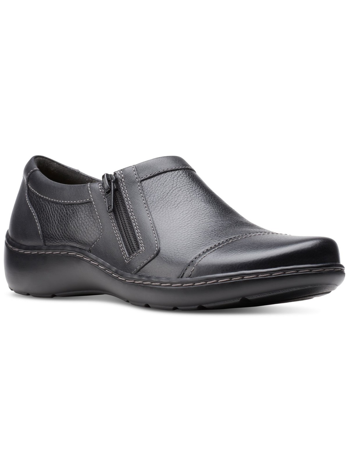 Женские черные мокасины на танкетке с острым носком из натуральной кожи CLARKS COLLECTION 8,5 W