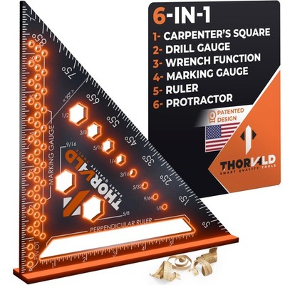 6-in-1 Carpenter Square 7 inch (1/16'' Precision) - T Square Multi-Purpose Carpen