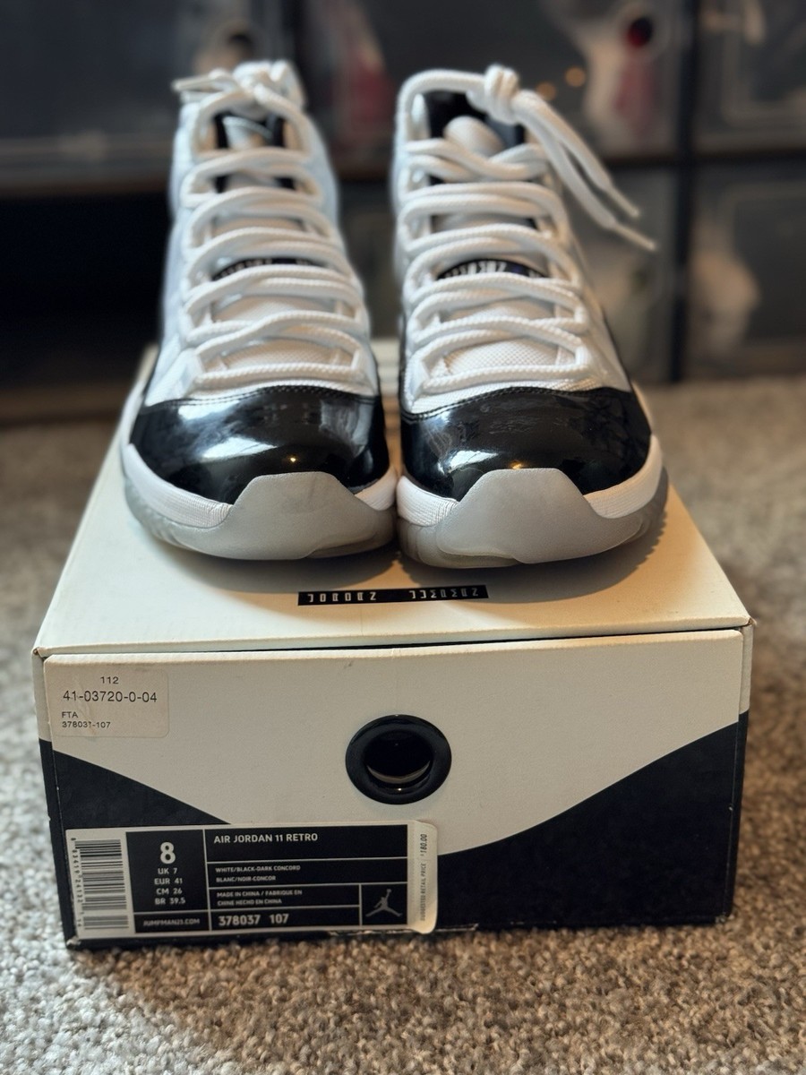 Air Jordan 11 Retro Concord 2018 Size 8, Black/White, Authentic