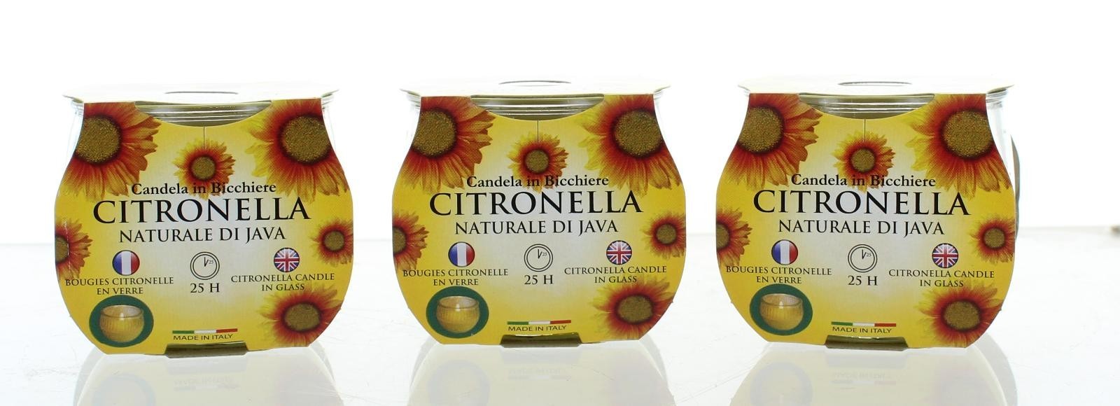 Set of 3 Glass Jars Citronella Candles 25hr Burn Time Garden Insects Bugs Repel