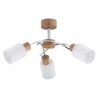 Klassische Skandinavische Deckenleuchten 3X60W E27 In Chrom Helle Holz IP20