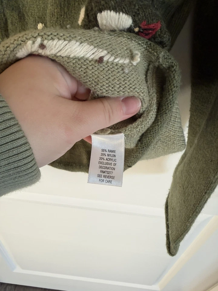 Croft & Barrow Muñeco de Nieve Escena Navidad o Invierno Suéter Verde Cremallera Talla M Foto 2 de 4