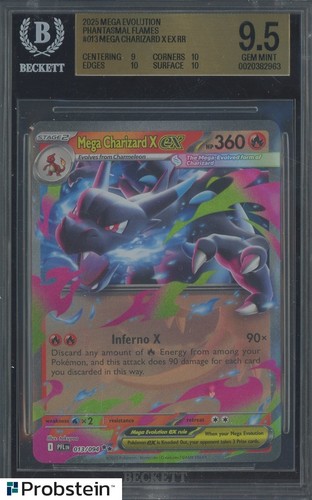 2025 Pokemon Mega Evolution Phantasmal Flames #013 Mega Charizard X Ex BGS 9.5