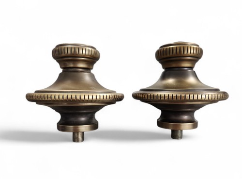 2 RH Restoration Hardware Large Knurled Curtain Rod Finials, Antique Bronze 