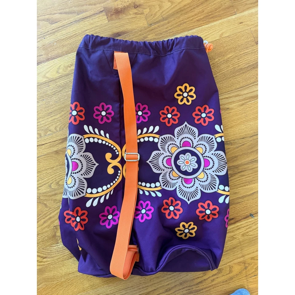 Vera Bradley Purple Safari Sunset Floral Drawstring Bag Laundry Gym Travel Pouch - Image 2 of 4