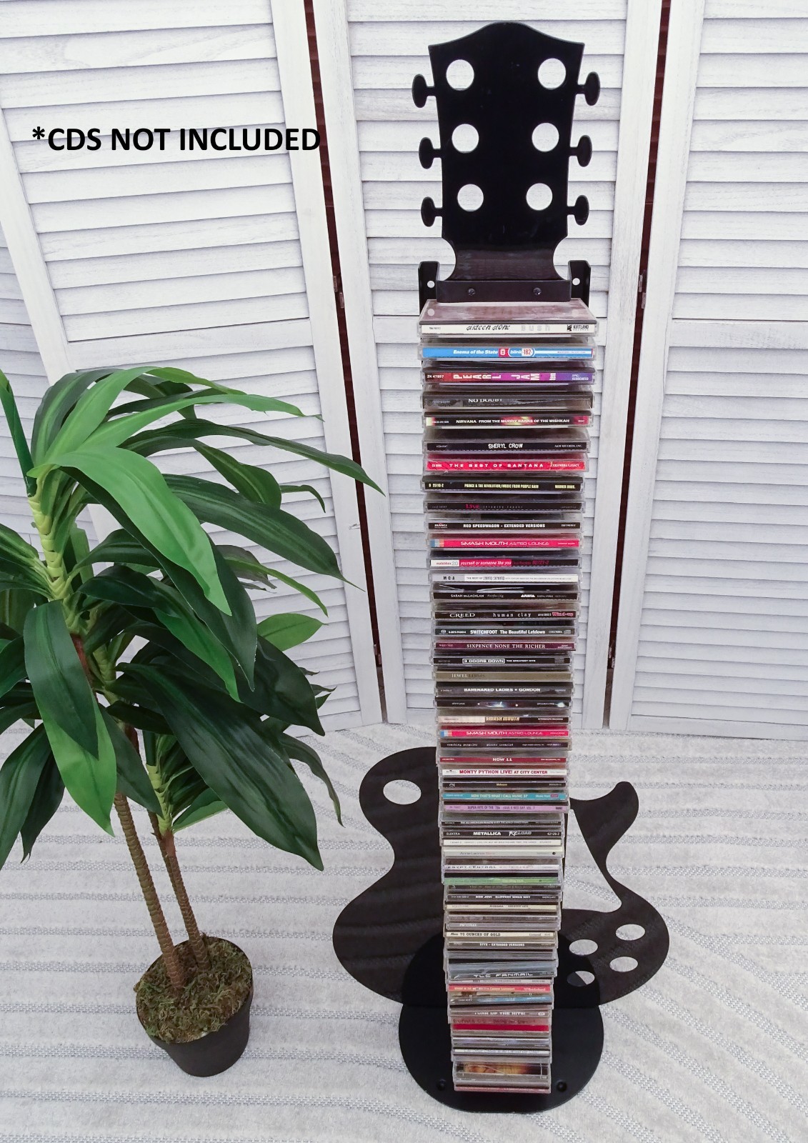 Vintage Atlantic Les Paul Guitar Shaped Music CD Holder Tower Rack 50” Rare