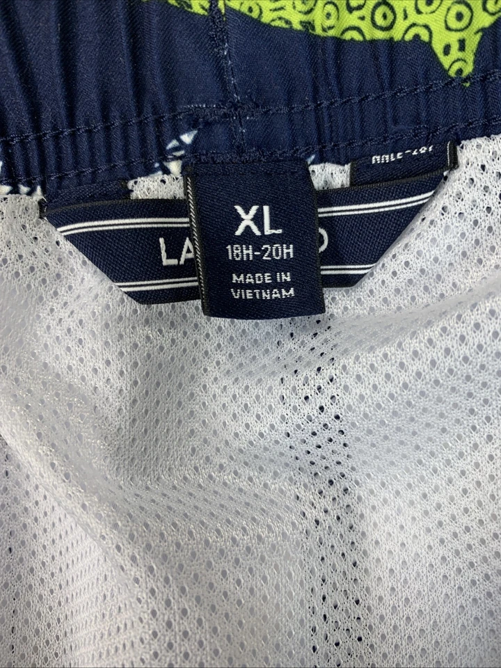 Pantalones cortos de natación Lands End Husky XL para niños 18H-20H azules tiburones forrados de surf Foto 3 de 4