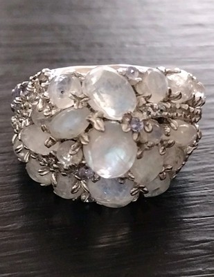 Neu Chuck Clemency 925 Sterlingsilber Regenbogen Mondstein Zirkon Ring Größe 8 Neu ohne Etikett