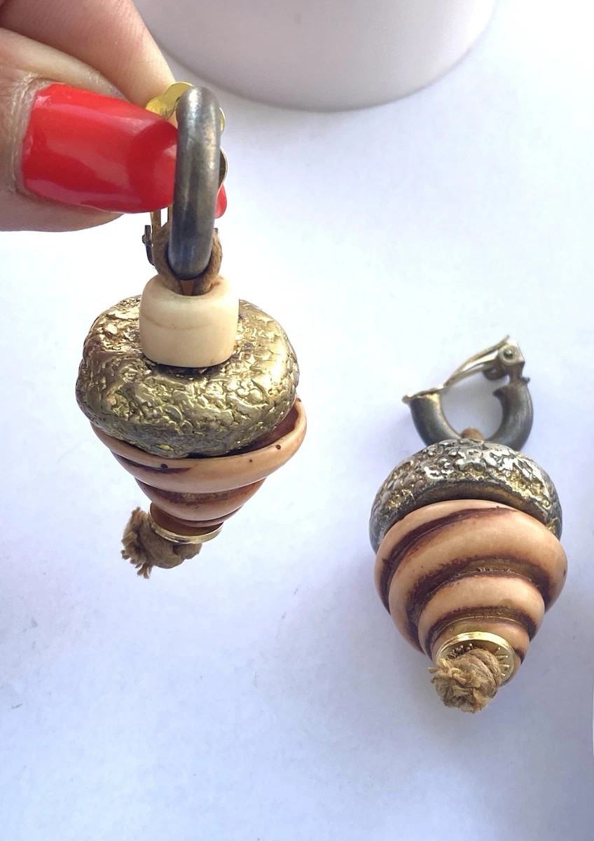 Boucles D'oreilles Vintage En Résine - Neuf Avec étiquettes - Bijou Fantaisie