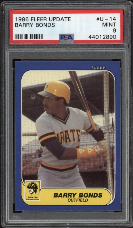 1986 Fleer Update Barry Bonds Rookie RC #U-14 PSA 9 Mint Pittsburgh Pirates