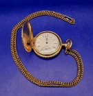 Antique ELGIN GIANT Gold Wind-Up Pocket Watch w/Floral Pattern & Chain *WORKS*⏱️