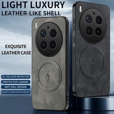 For vivo X300 Pro, Retro Leather Shockproof Phone Case Hybrid Armor Matte Cover