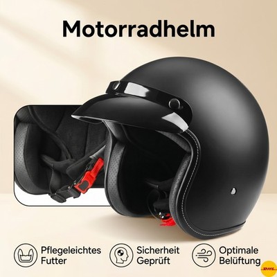 Halbhelm 3/4 Jethelm Motorradhelm Oldtimer Retro Helme Sturzhelm Rollerhelm