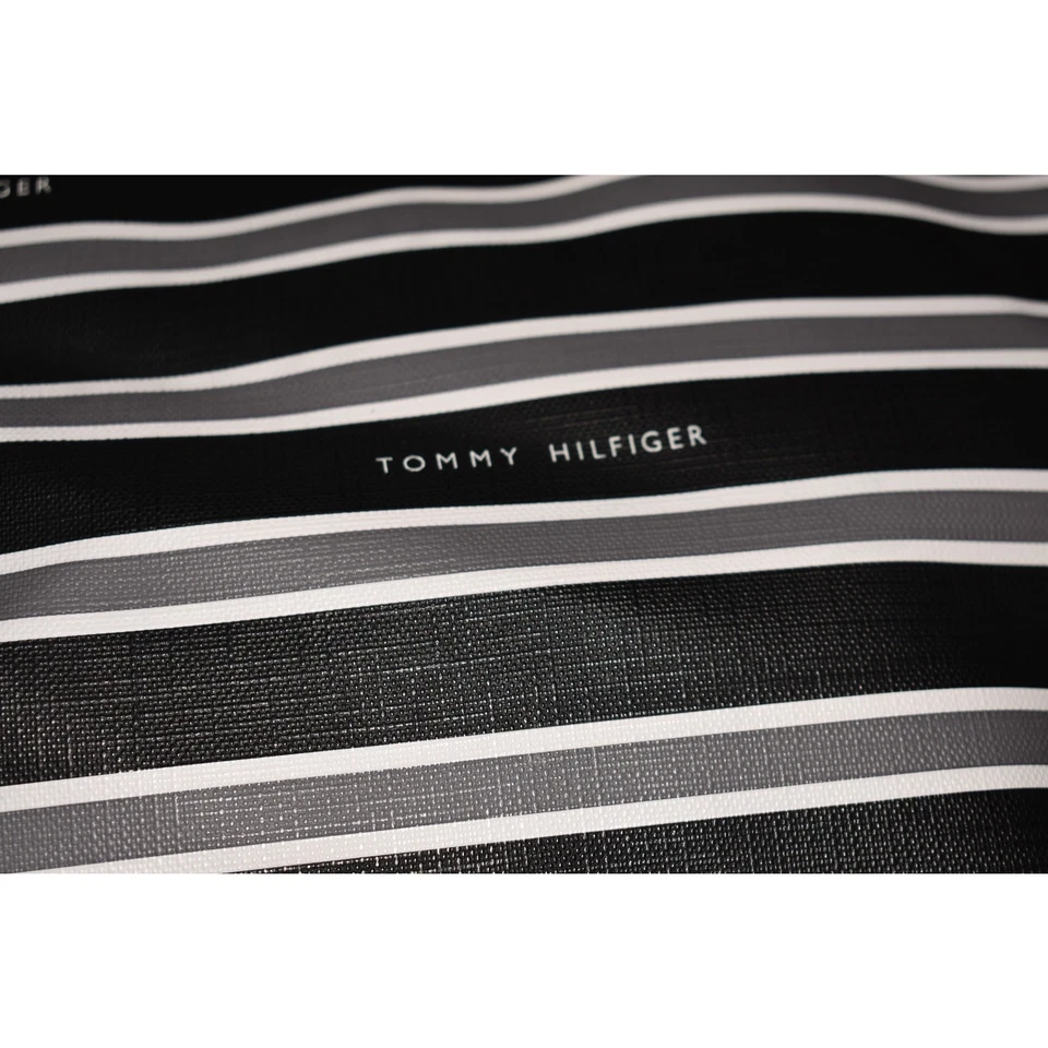TOMMY HILFIGER NEW $118 Textured Black White Striped Large Tote 12" X 18" - Image 4 of 4