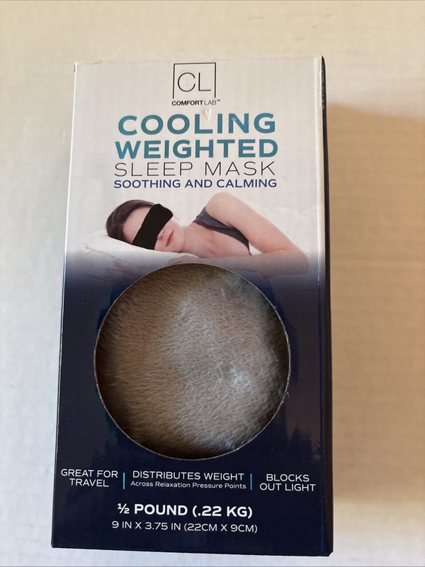 Cooling Weighted Sleep Mask MSRP $28 Soothing Calming Travel 1/2 Pound Grey New 