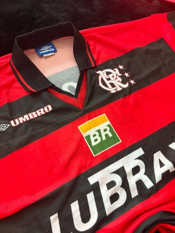 フラメンンゴCR Flamengo Umbro シャツ 赤黒 ストライプ 7番 1994-95 Flamengo Centenary Home Shirt #7 - 8/10 - (L)