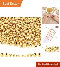 1200pcs Gold Round Spacer Beads 4mm 6mm 8mm for Jewelry Making Bracelets