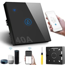 Smart Immersion Heater Switch, Black WIFI Wall Touch Boiler Switch 40A 8000W 2.4