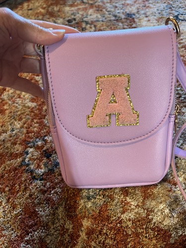 Bolso Bandolera Púrpura Pequeño Inicial A para Teléfono Celular 3 Compartimentos para Adolescentes Niñas - Imagen 4 de 16