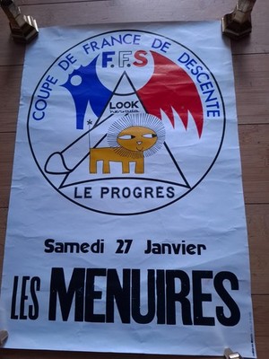 PLAKAT CUP DE FRANCE ABFAHRT, SKIGEBIET LES MENUIRES (SKI LOOK)