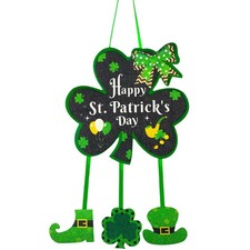 Happy St. Patrick's Day Decor Shamrock Door Sign Irish Hanging Wall Decoration W