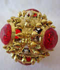 Vintage Plastic GOLD & RED JEWEL Triangle Lot of 4 Christmas Ornament Decoration — photo 5