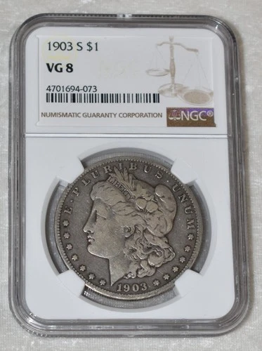 1903 S MORGAN 90% SILVER ONE DOLLAR $1 NGC VG 8 VG8 NEW ORLEANS MINT USA COIN