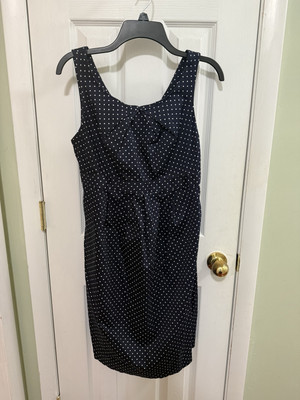 Motherhood Maternity Mini Shift Dress Navy White Dot Ruched Sleeveless Sz S NEW