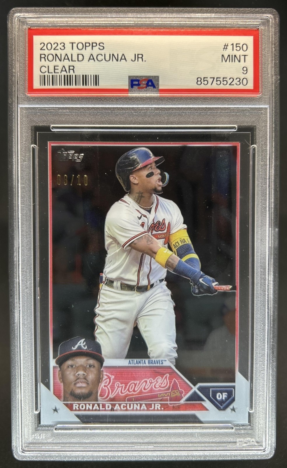 2023 Topps Ronald Acuna Jr. Clear #/10 Braves PSA 9