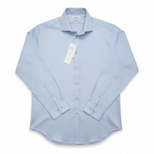 Calvin Klein Dress Shirt Soft Blue Lasting Color Slim Fit Stretch 16.5 34/35