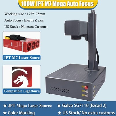 Auto Focus 100W JPT Mopa Fiber Laser Engraver Machine Color Marking Electronic Z