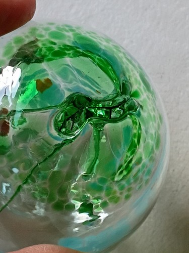 Hand Blown Glass Orb Ball Sun Catcher Iron Art Ornament 3" - Picture 4 of 7