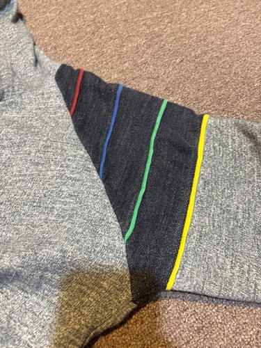 Sudadera con Capucha Hombros Arco Iris Cremallera Completa Gris Cáncer Años 70 De Colección - Imagen 9 de 13