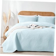 King Quilt Bedding Set Lightweight Soft King/Cal king 96"x 110"  Aqua Blue