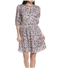 Hugo Boss Dorena Dress SzM Floral Tie-Neck Smocked Waist Dress Feminine Babydoll