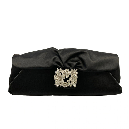 Roger Vivier Efflorescence Satin Clutch Black Satin Clutch Bag