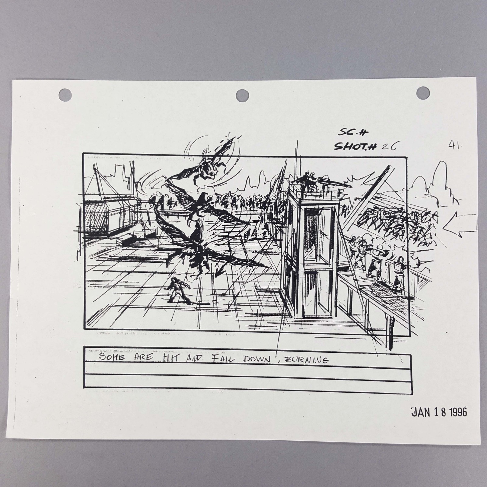 Starship Troopers Storyboard Hopper Bugs Attack Troopers Fall Burning, Movie