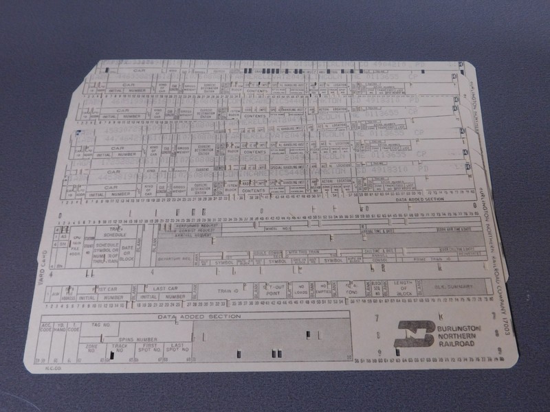 7 Vintage Computer PUNCHED Cards Burlington Northern WAYBILL Cards Origin/Dest