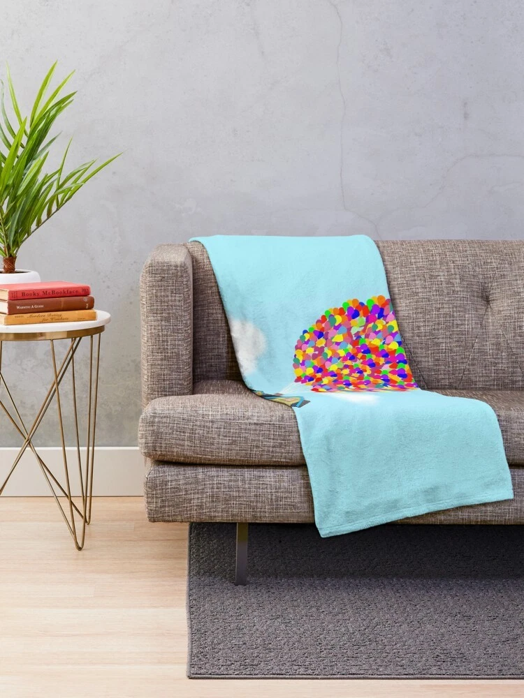 Disney Up Balloons House Sky Background Cozy Fleece Blanket