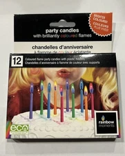 12 Count Rainbow Moments Gloco Accents Party Candles Bright Color Flames ECO NIP