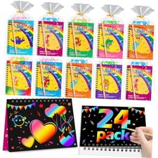 24Pack Rainbow Scratch Notebook Party Favor For Kids 4-8 8-12 Scratch Art