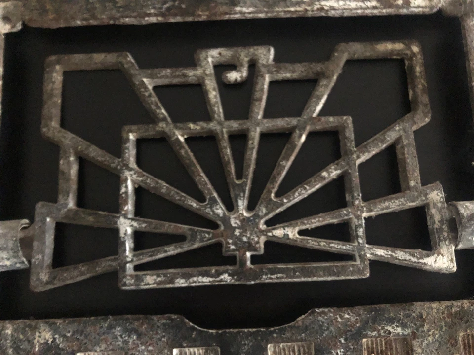 Art Deco Heating Grate Cast Iron Vintage Symonds Vent Cover 13.75" x 9.75" - Image 2 of 3