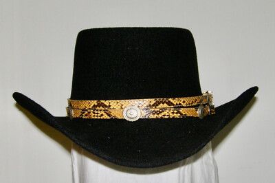 VINTAGE PIGALLE BLACK COWBOY WOOL FELT HAT w/PHYTON SKIN  display picture 2