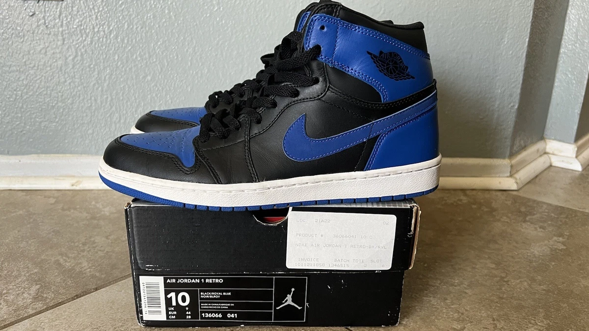 2001 Vintage Nike Air Jordan 1 Retro Black/Royal Blue Size 10 US